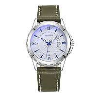 NJGRAE Mens Watch Chronograph Analog Quartz Watch Men's Gemstone Inspireds Leather Strap Watch Fashion Men's Watches (B, One Size)