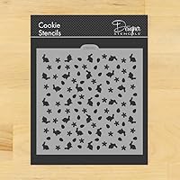 Bunnies and Flowers Miniprint Cookie and Craft Stencil CM090 by Designer Stencils