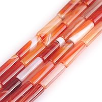 GEM-Inside 4x13mm Natural Orange Onyx Agate Semi Precious Column Tube Chakras Beads Gree for Jewelry Making DIY Handmade Craft Supplies 15