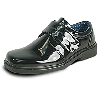 bravo! Boy Classic Slip-on Loafer and Lace-up Oxford William Kid Dress Shoe School Uniform with Removable Insole and Square Toe Black Brown Black Patent