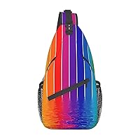 Rainbow Hearts Print Sling Bag Crossbody Sling Backpack Travel Hiking Chest Bags For Women Men