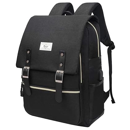 Ronyes Laptop Backpack for Women Unisex Black Backpack for School College 15.6’’ Travel Backpack (AllBlackWithUSB)