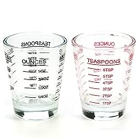 Shot Glasses Measuring cup Liquid Heavy Glass Wine Glass Espresso Shot Glass 26-Incremental Measurement 1oz, 6 Tsp, 2 Tbs, 30ml Black and Red …