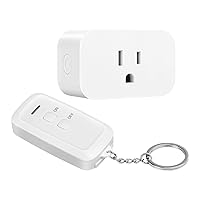 HBN Outdoor Indoor Wireless Remote Control 3-Prong Outlet Weatherproof  Heavy Duty 15 A Compact 1 Remote 1 Outlet with Remote 6-inch Cord 100ft  Range