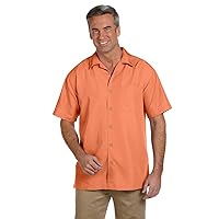 Men's Barbados Textured Camp Shirt, Medium, NECTARINE