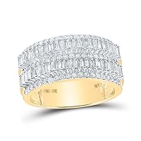 The Diamond Deal 10kt Yellow Gold Mens Baguette Diamond Round Band Ring 1-1/2 Cttw