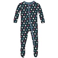 KicKee Print Footies with Zipper, Super Soft One-Piece Jammies, Sleepwear for Babies and Kids, Spring 1