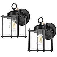 Dusk to Dawn Sensor Outdoor Wall Sconce, Exterior Waterproof Wall Mount Lanterns, Black Front Porch Lights with Clear Beveled Glass, 2 Pack