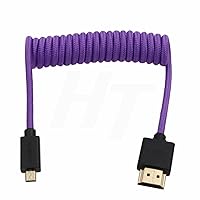 Micro HDMI to HDMI 4K 8K 60p Braided Coiled Cable for Sony ZVE-10 A7S A7R Canon R10 R6 MKII Lumix Camera SmallHD ATOMOS Ninja V Monitor Type A D HDMI 2.1