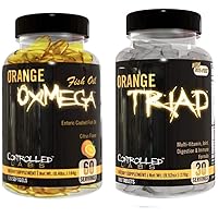 CONTROLLED LABS Overall Health Bundle, 30 Servings Orange Triad, 120 Count Orange Oximega Fish Oil, Muscle Building and Recovery Supplement for Men and Women