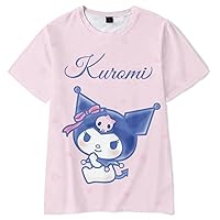 Kuromi Short Sleeve T-Shirt Women's Crew Neck T Shirts Girls Kawaii Cartoon Graphic Summer Tee Tops