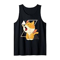 Cute little cat in triangles background adorable kitty cats Tank Top