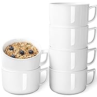 DELLING 6 Pack Soup Mugs with Handle, 28 Ounces Large Ceramic Soup Cups, White Soup Bowls for Salad, Ramen, Cereals, Stews, Oatmeals, Chilli, Microwave & Dishwasher Safe