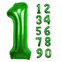 40 inch Green Number 1 Balloon, Giant Large 1 Foil Balloon for Birthdays, Anniversaries, Graduations, 1st Birthday Decorations for Kids