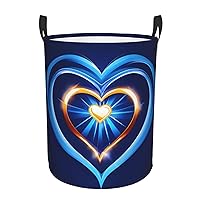 Sky Blue Heart Waterproof Oxford Fabric Laundry Hamper,Dirty Clothes Storage Basket For Bedroom,Bathroom