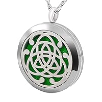 Premium Aromatherapy Essential Oil Diffuser Necklace,Celtic Tribal Totem Locket Pendant with 8 Pads + 24