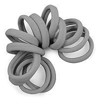 Seamless Hair Ties - Gray - Extra Gentle Soft and Stretchy Nylon Fabric Ponytail Holders - 12 Count