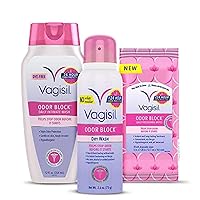 Vagisil Odor Block Multipack for Women, Daily Intimate wash, 20 Feminine Wipes, and Dry Wash Deodorant Spray - Gynecoligist Tested