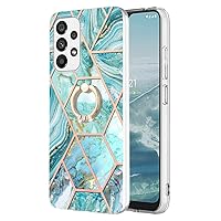 XYX Case Compatible with Samsung A13 4G, Stylish Shiny Marble TPU Slim Full-Body Protective Cover with 360 Rotating Ring Kickstand for Galaxy A13 4G, Blue