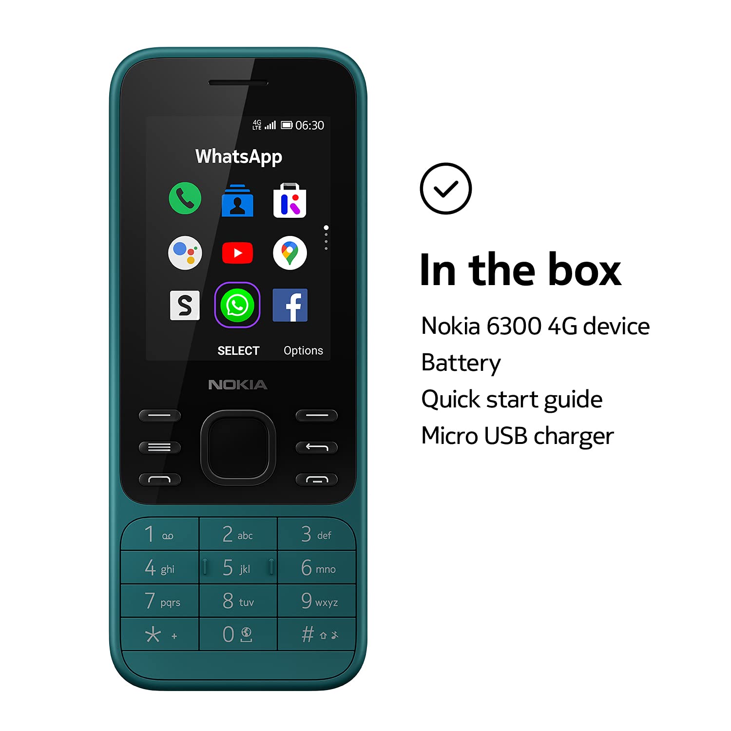 Nokia 6300 4G | Unlocked | Dual SIM | WiFi Hotspot | Social Apps | Google Maps and Assistant | Cyan Green