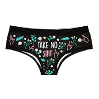 Crazy Dog T-Shirts Take No Shit Give No F*cks Womens Panties Funny Floral Middle Finger Sarcastic Novelty Underwear