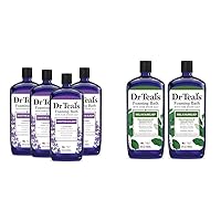 Dr Teal's Foaming Bath Bundle with Pure Epsom Salt, Soothe & Sleep Lavender (Pack of 4, 34 fl oz) and Relax & Relief Eucalyptus Spearmint (Pack of 2, 34 fl oz)