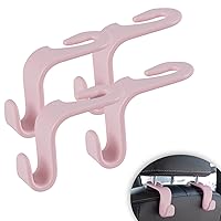 Car Seat Headrest Hook, Car Headrest Hidden Hook, 4 Pack Universal Auto Car Back Seat Hook Organizer for Purse Coat, Car Interior Accessories (Light Pink)
