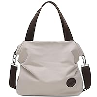 DIRRONA Canvas Handbag Womens Canvas Shoulder Bag Travel Crossbody Bag Casual Beach Canvas Bag Work School Bucket Bag White