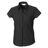 Russell Collection Ladies Cap Sleeve Polycotton Easy Care Fitted Poplin Shirt