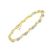 Rylos Bracelets for Women Yellow Gold Plated Silver Classic S Tennis Bracelet Gemstone & Genuine Diamonds Adjustable to Fit 7
