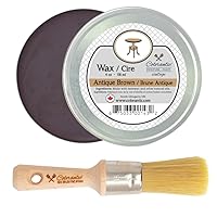 Colorantic | Bundle Round Wax Brush for Chalk Paint Furniture 16mm and 4 oz Brown Beeswax Furniture Polish