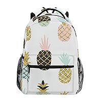 ALAZA Pineapple with Gold Glitter Junior High School Bookbag Daypack Laptop Outdoor Backpack