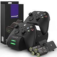 Fosmon Dual 2 MAX Charger with 2x 5280mWh Rechargeable Battery Pack Compatible with Xbox Series X/S(2020), Xbox One/One X/One S Elite Controllers, High Speed Charging Docking Station Kit