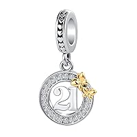 Happy Birthday 16 18 21 40 50 Years of Love Charm Butterfly Bead for European Bracelet