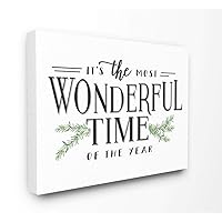 Stupell Industries Most Wonderful Time Christmas Holiday Word Design Canvas, 16 x 20, Multi-Color