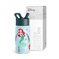 Disney The Little Mermaid Ariel Kids Water Bottle with Straw Lid | Reusable Insulated Stainless Steel Cup for School | Summit Collection | 14oz, The Little Mermaid Ariel's Treasures