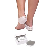 Silicone Heal Cups Size M + NanoGlass Foot File | Natural Dry Heel Solution | Comfortable and Durable Heel Cup for Cracked Heel Treatment