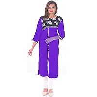 Women's Long Dress Bohemian Casual Tunic Indian Animal Print Maxi Purple Color Plus Size