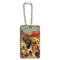 GRAPHICS & MORE Route 66 Southwest Dogs Selfie Lab Retriever Westie Wood Wooden Rectangle Keychain Key Ring