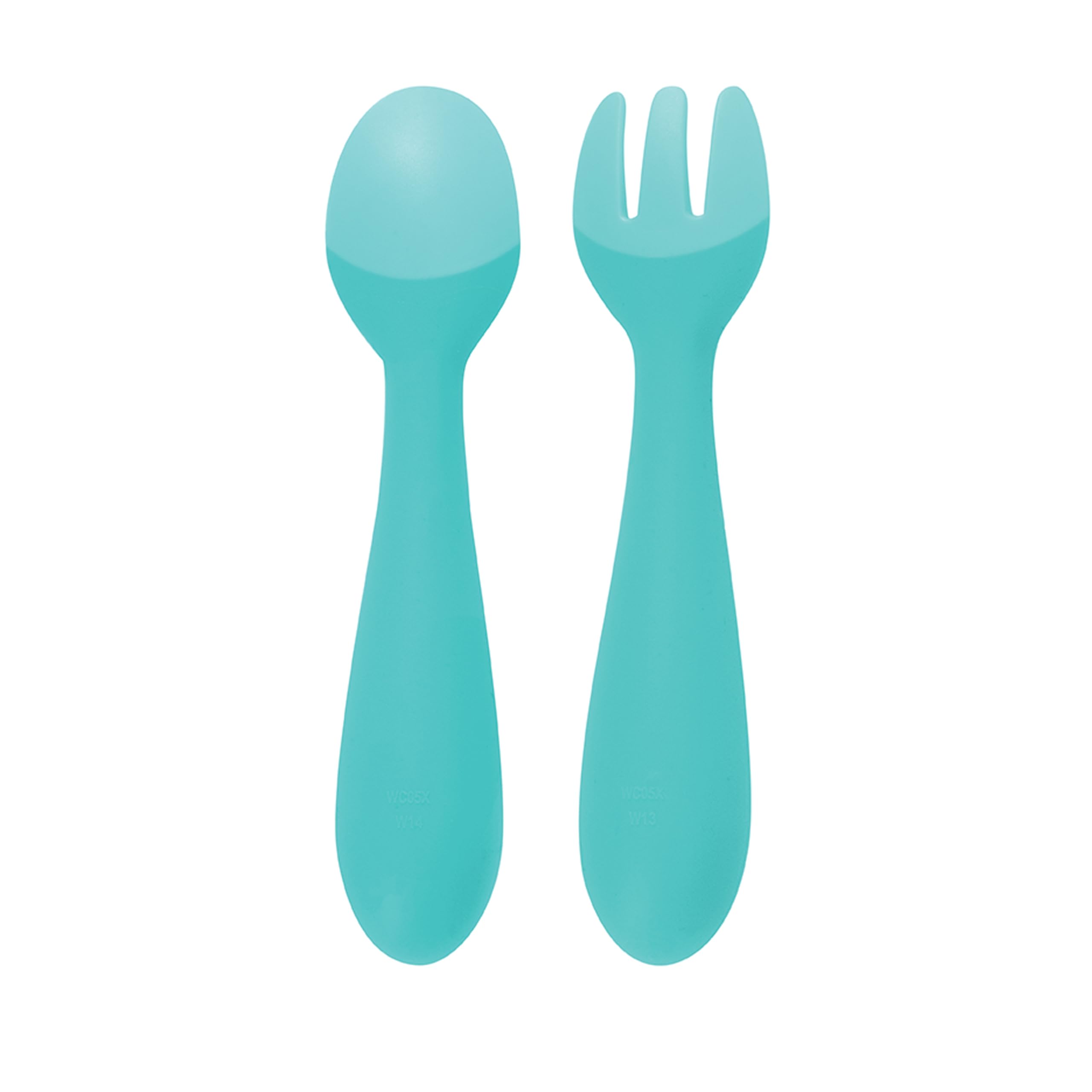 Nuby Silicone Easy Grip Fork & Spoon Set, BPA Free, 12+m in Aqua