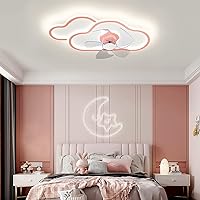 Childs Ceiling Fans with Lights for Bedroom Ceiling Fans with Lamps Silent in Lighting Ceiling Fans with Lights and Remote for Bedrooms Fan Light/Pink