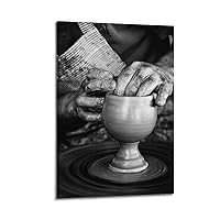 Black And White Art Poster Pottery Pot Porcelain Making Poster Poster for Room Aesthetic Posters & Prints on Canvas Wall Art Poster for Room 08x12inch(20x30cm)