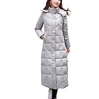 Flygo Women's Winter Long Down Jacket Hooded Maxi Down Parka Coat