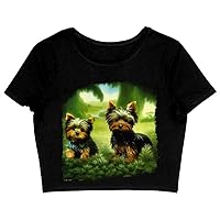 Yorkie Lover Women's Cropped T-Shirt - Funny Garden Crop Top - Funny Dog Crop Tee Shirt