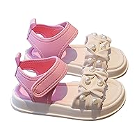 Summer Girls Open Toe Color Blocking Pearl Sandals Soft Bottom Breathable Shoes Casual Beach Vacation Sandals