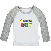 Super Boy Novelty T Shirt, Infant Baby T-Shirts, Newborn Long Sleeves Tops, Kids Graphic Tee Shirt