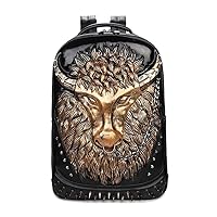 Cow Head 3D PU Leather Casual Laptop Backpack School Bag For Boys Girls