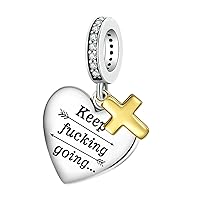 Love Heart Charm Fit for Pandora Charms Bracelet Christian Bible Verse Cross Charm Prayer Faith Religious Jewelry Gifts for Women