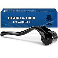 Derma Roller Microneedle Roller 0.25mm for Beard Hair Face, 540 Titanium Microneedling Roller for Men Women Black