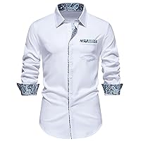 Men's Long Sleeve Casual Button Down Shirt Regular Fit Dress T-Shirts Turn Down Collar Slim Fit Stretch Business Shirt